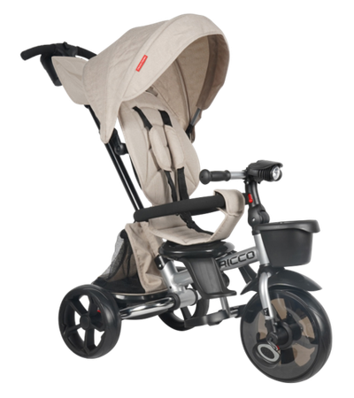 Детский трехколесный велосипед с ручкой Tech Team RICCO бежевый