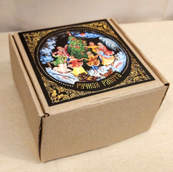 Ёлочная игрушка Колокольчик с росписью Палех "На катке"