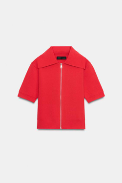 ZARA КАРДИГАН С ЗАСТЕЖКОЙ-МОЛНИЕЙ, КРАСНЫЙ