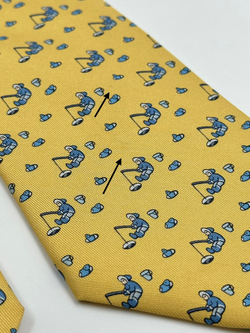 Галстук жёлтый Рыбалка Hermes