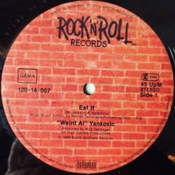 Винтажная виниловая пластинка LP Weird Al Yankovic Странный Эл Янкович Eat It (Germany 1984) 45 RPM Maxi Single