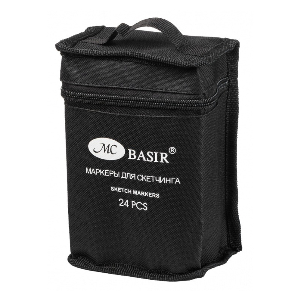 Маркер для скетчинга, двусторонние, Basir, четырёхгранные, 14 мм, спиртовые, 24 шт