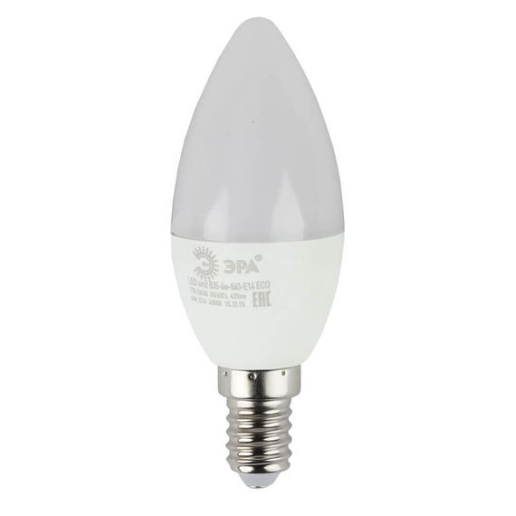 Лампа светодиодная ЭРА E14 6W 2700K матовая ECO LED B35-6W-827-E14 Б0020618