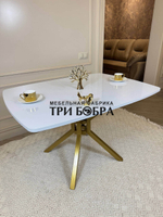 Кухонный раздвижной стол "Румба", белый глянец