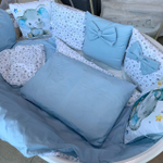 Комплект в кроватку 18 предметов "Слоник голубой", сатин