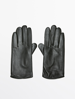 Massimo Dutti Перчатки из кожи наппа, зеленый