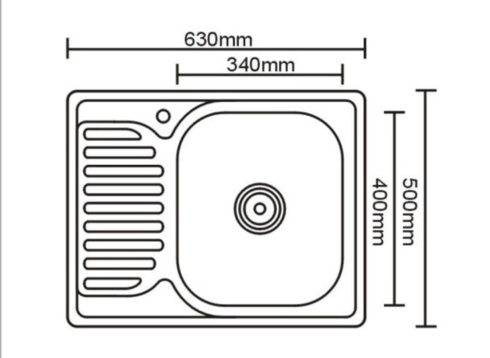 Мойка нерж.врезная 63х50 (0,8*180) 3 1/2 с сифоном без гофры