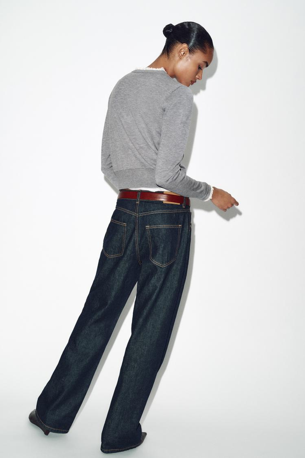 ZARА КАРДИГАН С КОМБИНИРОВАННОЙ КРУЖЕВНОЙ ОТДЕЛКОЙ, ЖЕМЧУЖНО-СЕРЫЙ