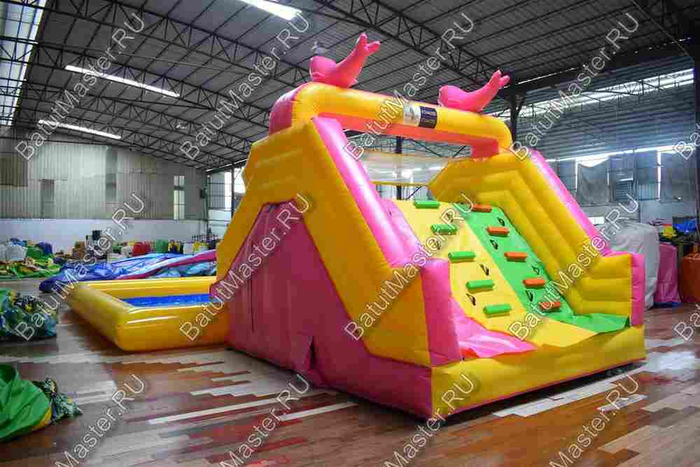 Надувная водная горка с бассейном «Карамелька», 10*6*4 м
