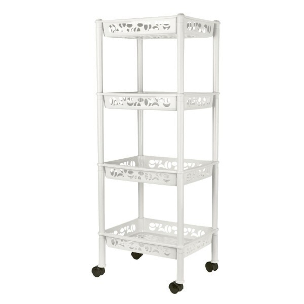 Этажерка Keeplex Light на колесиках четырехсекционная малая прямоугольная 37х29х93,5 см белое облако