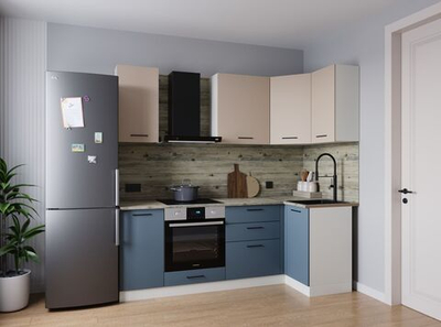 Кухонный гарнитур угловой Fusion 2200х1000 (26 мм)