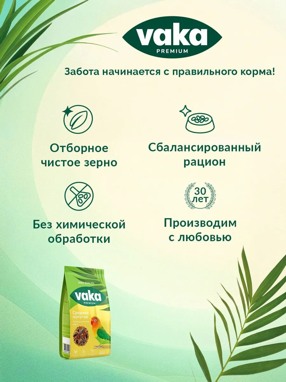 Корм для средних попугаев Baka High Quality, 500г