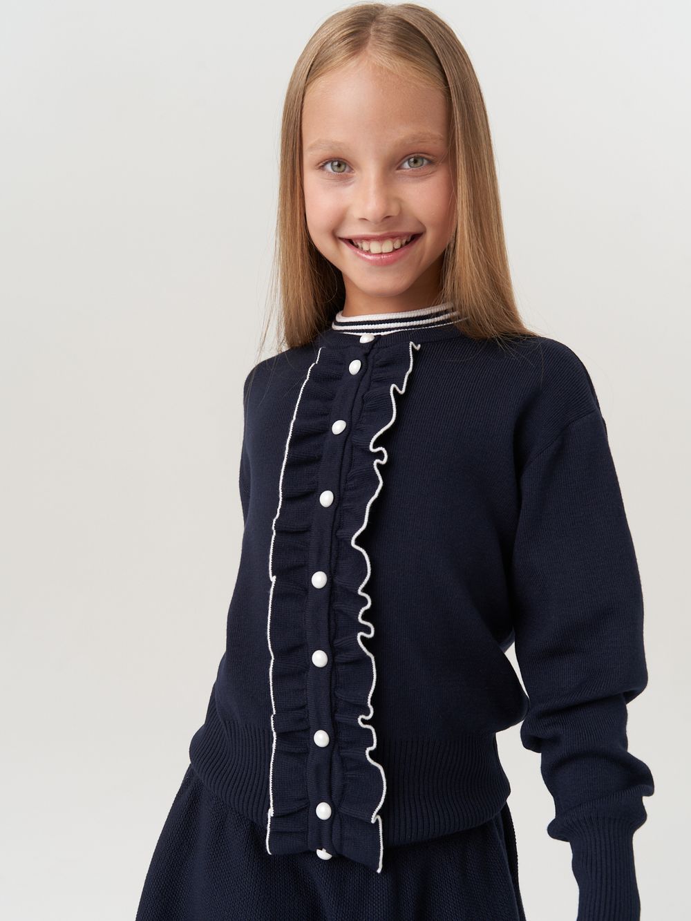Кардиган школьный для девочки AT585 синий