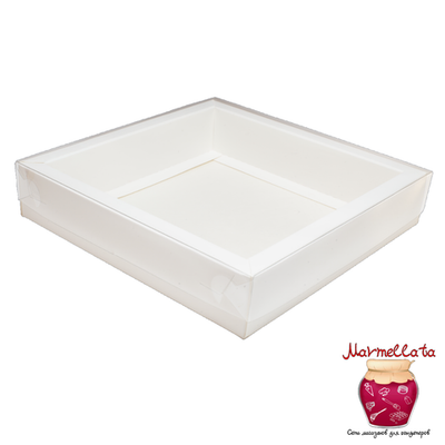 Упаковка для клубники в шоколаде БЕЛАЯ С ПРОЗРАЧ. КРЫШКОЙ, 150*150*40 мм