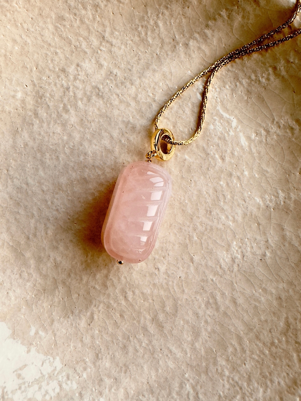 Цепочка Карамель из розового кварца