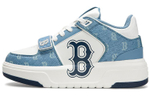 MLB Chunky Liner Classic Monogram non-slip wear-resistant mid-top sneakers for men and women with the same blue and white