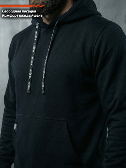 Толстовка с капюшоном и карманом кенгуру мужская LEGENDA Urban чёрная