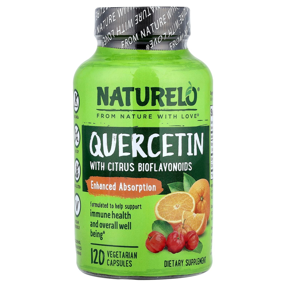 NATURELO, кверцетин с цитрусовыми биофлавоноидами, 120 вегетарианских капсул