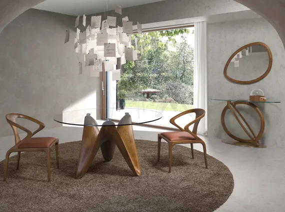 Консоль 3246/CON16171 из закаленного стекла и ореха