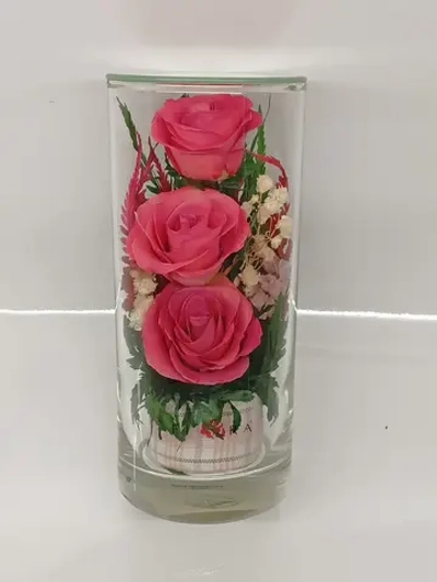 натуральные кустовые розы в стекле, вакуум*
