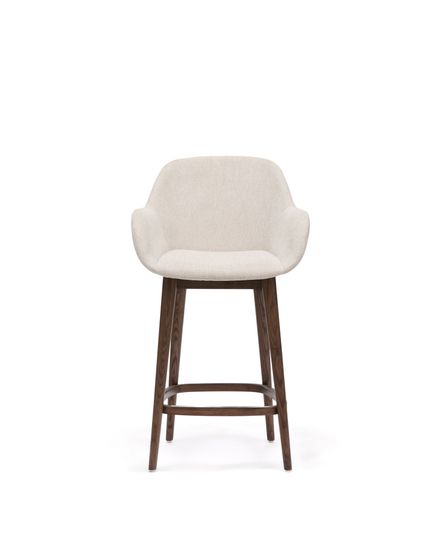 Полубарный стул Konna бежевого цвета с ножками из массива ясеня в темной отделке, 65 см Испания 