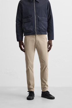 ZARA БРЮКИ ЧИНОС SKINNY FIT, БЕЖЕВЫЙ