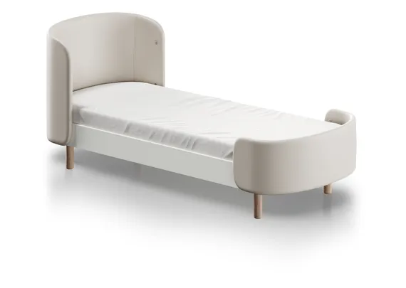 Кровать KIDI Soft для детей от 3 до 7 лет (молочный, экокожа)