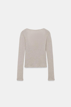 ZARA КАРДИГАН С КОНТРАСТНЫМ КРУЖЕВНЫМ ТОПОМ, ПЕСОЧНЫЙ МЕЛАНЖ