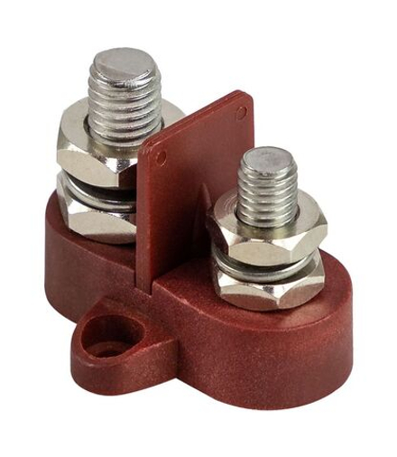 Клемма-штифт двойная с перегородкой, M8M10, красная