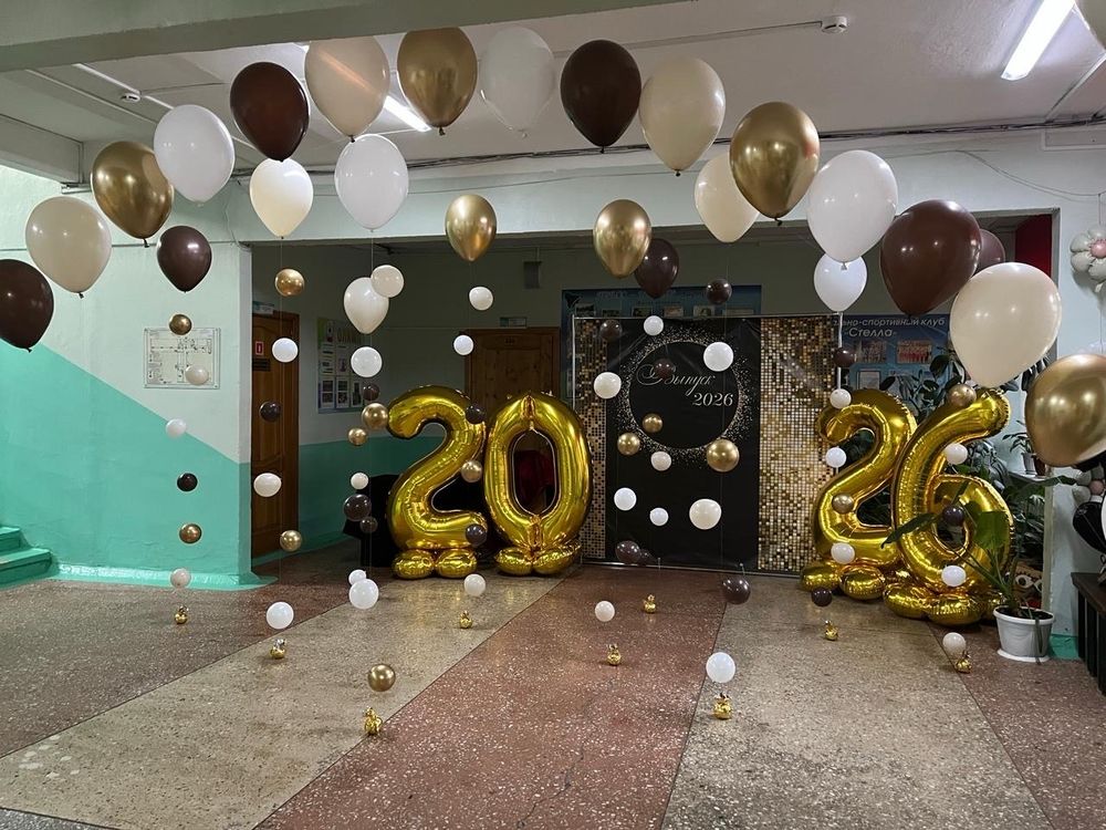 Фотозона на последний звонок/выпускной пузыри/арка шоколад/белый песок/хром золото №5280