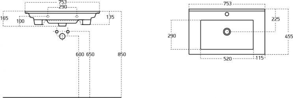 Раковина для тумбы Sanovit Atria 75 9075-KL