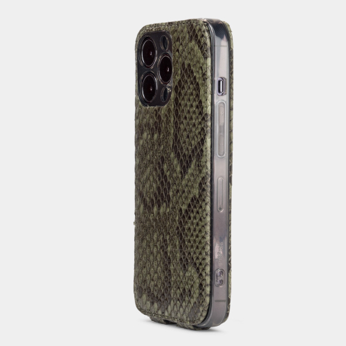 Чехол для iPhone 13 Pro из кожи питона, зеленого цвета