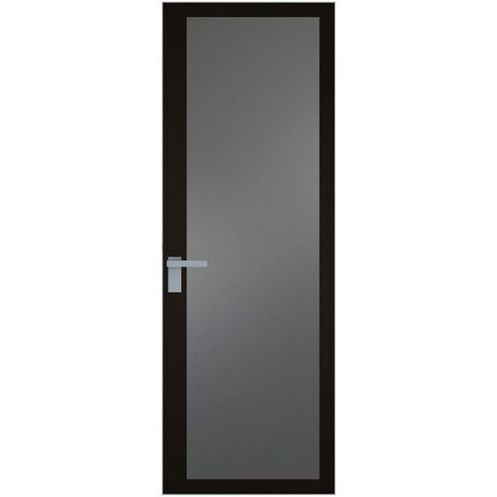 Алюминиевая дверь 2AGК кромка матовая стекло мателюкс графит прокрас чёрный