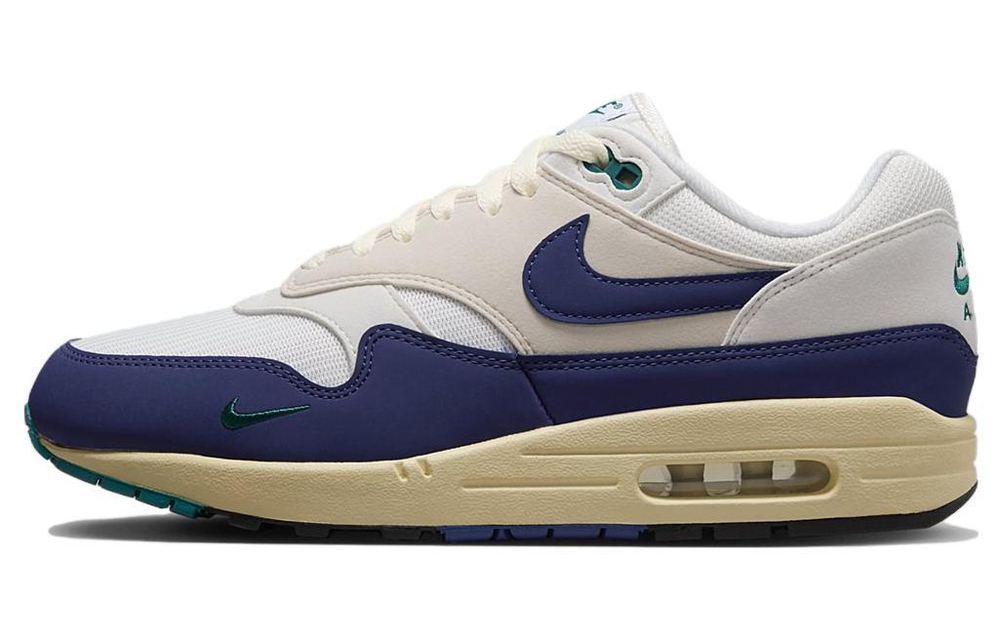 Nike Air Max 1 Premium comfortable and versatile non-slip wear-resistant low-cut casual shoes men's white and blue