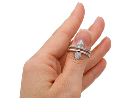 Кольцо "Teardrops" со стразами 19мм, разъемное