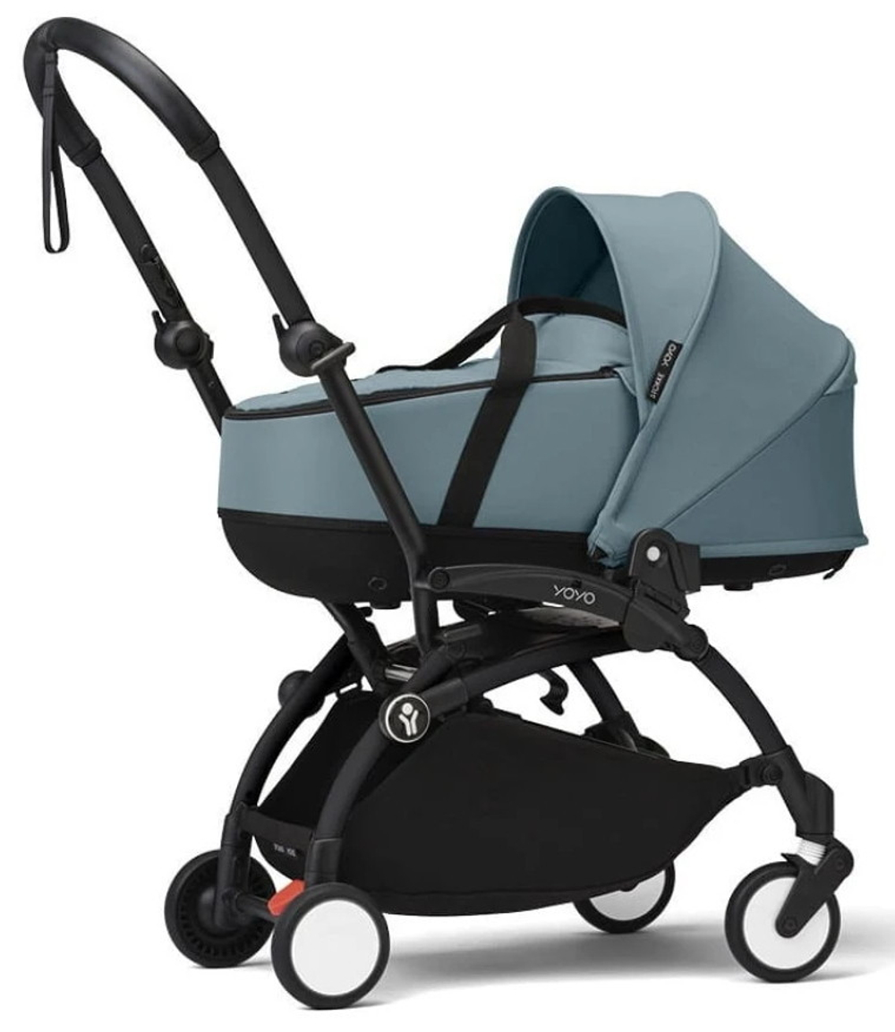 Коляска Stokke YOYO3 Newborn Shell рама чёрная Black 2 в 1 Aqua