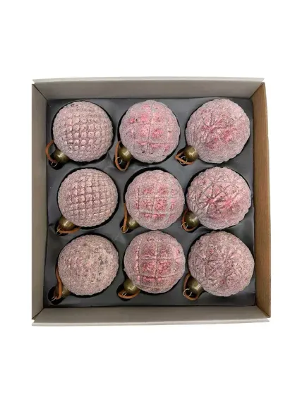 Набор винтажных стеклянных шаров Клюква в сахаре 80 мм., бордо, 9 шт., Christmas DeLuxe (130360)