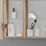 Зеркальный шкаф для ванной комнаты Sancos Mirror 890x150х740 мм, с LED подсветкой, цвет дуб галифакс натуральный, арт. MI90EG