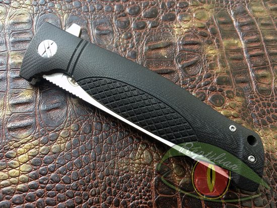 Складной нож Reptilian Джага-01 черный c клинком из стали D2, рукоять G10