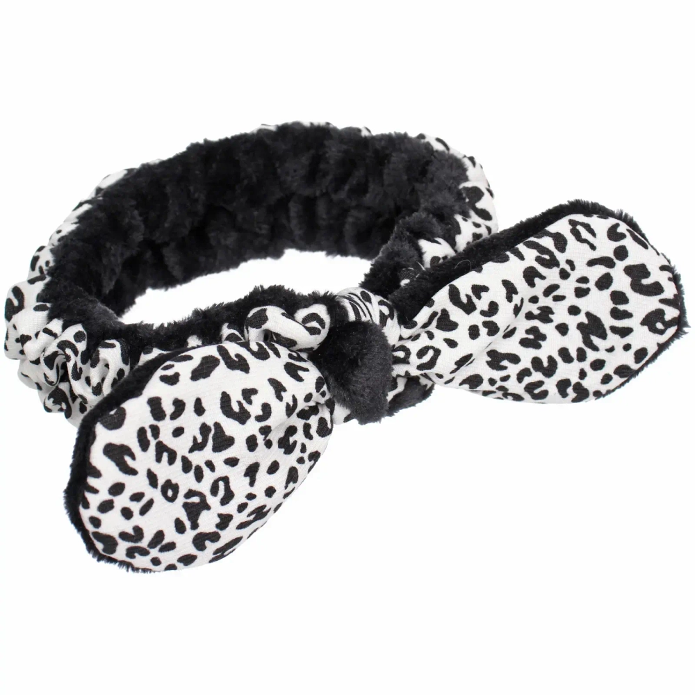 Повязка на голову косметическая «ДАЙМОНД РУШ», леопард, цвет бежевый, черный и коричневый, 20*5.5см (ZIP пакет)