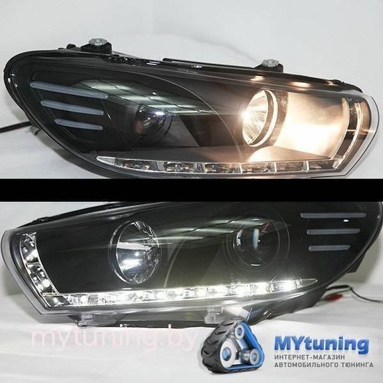 Передние фары VW Scirocco 3 daylight black