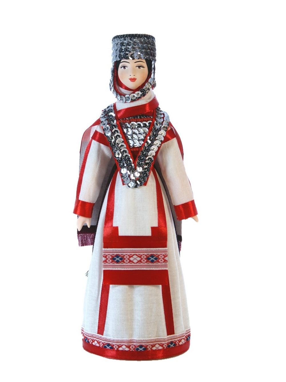 Кукла фарфоровая Чувашка в национальном костюме