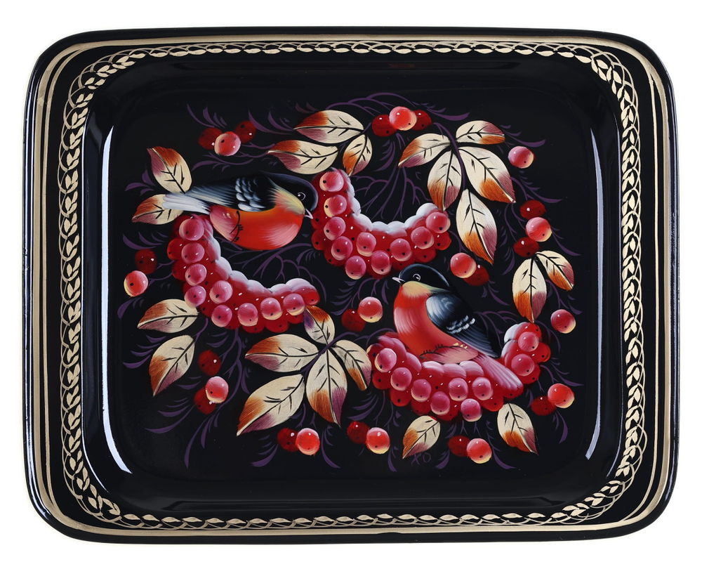 Жостовский поднос декоративный, размер 33х26 см (A13), металлический