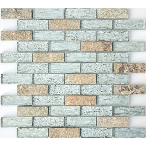 Мозаика из стекла камня металла Dubai 23x73x8 (H8223) Naturelle бежевый серебро серый