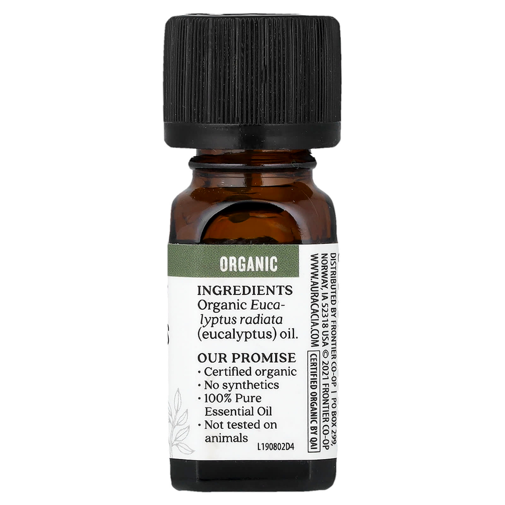 Aura Cacia, чистое эфирное масло, органический эвкалипт, 7,4 мл (0,25 жидк. унции)