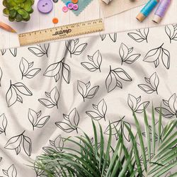 Ткань габардин контуры листочков