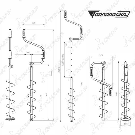 Ледобур Тонар ТОРНАДО-М2 130 мм (левое вращение) LT-130L-1