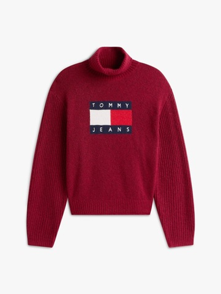 Свитер Tommy Jeans Flag Logo Turtleneck Sweater Lavish Cerise