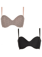 Набор из 2 бюстгальтеров-балконет - черного и леопардового (Размер: 34C) (Цвет: черный с леопардовым)