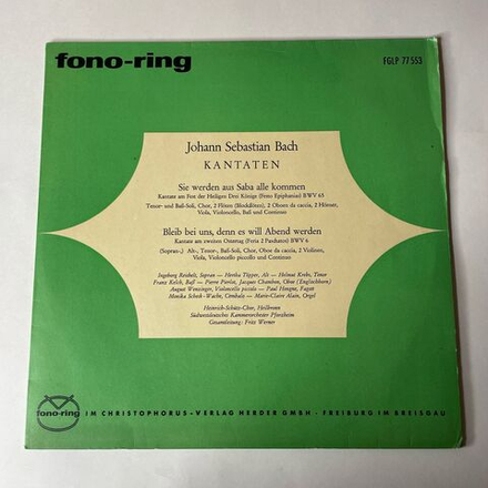 Винтажная виниловая пластинка LP Johann Sebastian Bach Бах, Kurt Redel, Kammerchor, Und -Orchester Pro Arte, Munchen Kantaten Кантаты (Германия 1959)
